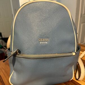 Guess Denim Blue Backpack with Cream Trim